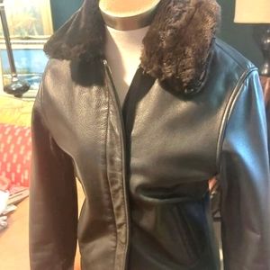 GUESS LEATHER Jacket FUR Collar